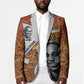 Julius Nyerere Blazer with Smiling Portrait, Tribal Pattern and Simplicity is Power Quote - African Pride