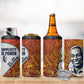 Julius Nyerere 4 in 1 Can Cooler Tumbler with Smiling Portrait, Tribal Pattern and Simplicity is Power Quote - African Pride