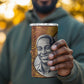 Julius Nyerere 4 in 1 Can Cooler Tumbler with Smiling Portrait, Tribal Pattern and Simplicity is Power Quote - African Pride