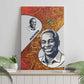 Julius Nyerere Canvas Wall Art with Smiling Portrait, Tribal Pattern and Simplicity is Power Quote - African Pride