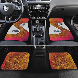 Julius Nyerere Car Mats with Smiling Portrait, Tribal Pattern and Simplicity is Power Quote - African Pride