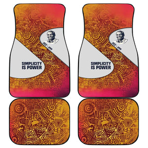 Julius Nyerere Car Mats with Smiling Portrait, Tribal Pattern and Simplicity is Power Quote - African Pride