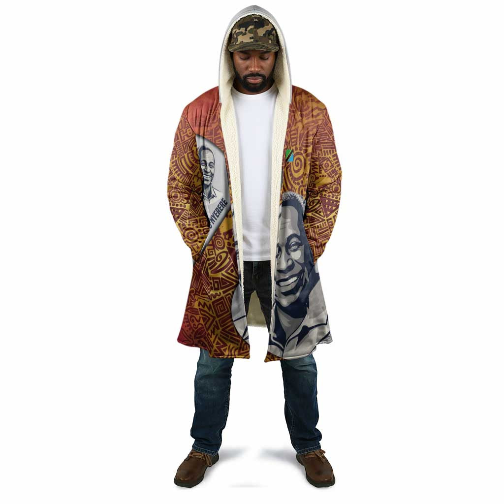 Julius Nyerere Cloak with Smiling Portrait, Tribal Pattern and Simplicity is Power Quote - African Pride