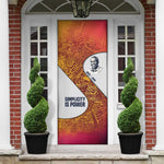 Julius Nyerere Door Cover with Smiling Portrait, Tribal Pattern and Simplicity is Power Quote - African Pride