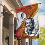 Julius Nyerere Garden Flag with Smiling Portrait, Tribal Pattern and Simplicity is Power Quote - African Pride