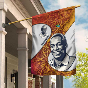 Julius Nyerere Garden Flag with Smiling Portrait, Tribal Pattern and Simplicity is Power Quote - African Pride