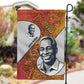 Julius Nyerere Garden Flag with Smiling Portrait, Tribal Pattern and Simplicity is Power Quote - African Pride
