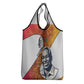 Julius Nyerere Grocery Bag with Smiling Portrait, Tribal Pattern and Simplicity is Power Quote - African Pride