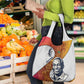 Julius Nyerere Grocery Bag with Smiling Portrait, Tribal Pattern and Simplicity is Power Quote - African Pride