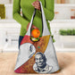 Julius Nyerere Grocery Bag with Smiling Portrait, Tribal Pattern and Simplicity is Power Quote - African Pride