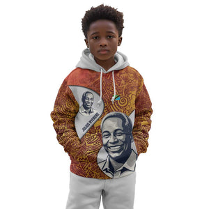 Julius Nyerere Kid Hoodie with Smiling Portrait, Tribal Pattern and Simplicity is Power Quote - African Pride