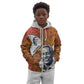 Julius Nyerere Kid Hoodie with Smiling Portrait, Tribal Pattern and Simplicity is Power Quote - African Pride