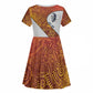 Julius Nyerere Kid Short Sleeve Dress with Smiling Portrait, Tribal Pattern and Simplicity is Power Quote - African Pride