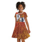 Julius Nyerere Kid Short Sleeve Dress with Smiling Portrait, Tribal Pattern and Simplicity is Power Quote - African Pride