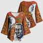 Julius Nyerere Kimono Sleeve Blouse with Smiling Portrait, Tribal Pattern and Simplicity is Power Quote - African Pride