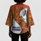 Julius Nyerere Kimono Sleeve Blouse with Smiling Portrait, Tribal Pattern and Simplicity is Power Quote - African Pride
