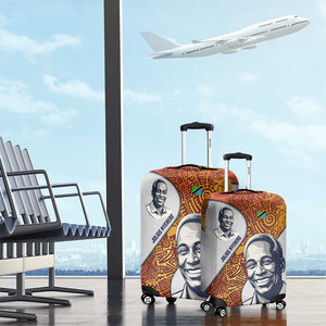 Julius Nyerere Luggage Cover with Smiling Portrait, Tribal Pattern and Simplicity is Power Quote - African Pride
