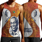Julius Nyerere Men Tank Top with Smiling Portrait, Tribal Pattern and Simplicity is Power Quote - African Pride