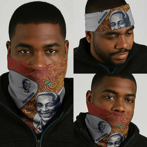 Julius Nyerere Neck Gaiter with Smiling Portrait, Tribal Pattern and Simplicity is Power Quote - African Pride