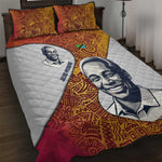 Julius Nyerere Quilt Bed Set with Smiling Portrait, Tribal Pattern and Simplicity is Power Quote - African Pride