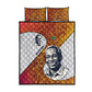 Julius Nyerere Quilt Bed Set with Smiling Portrait, Tribal Pattern and Simplicity is Power Quote - African Pride