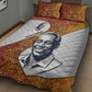 Julius Nyerere Quilt Bed Set with Smiling Portrait, Tribal Pattern and Simplicity is Power Quote - African Pride