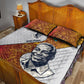 Julius Nyerere Quilt Bed Set with Smiling Portrait, Tribal Pattern and Simplicity is Power Quote - African Pride