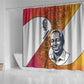 Julius Nyerere Shower Curtain with Smiling Portrait, Tribal Pattern and Simplicity is Power Quote - African Pride