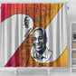 Julius Nyerere Shower Curtain with Smiling Portrait, Tribal Pattern and Simplicity is Power Quote - African Pride