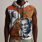 Julius Nyerere Sleeveless Zip Hoodie with Smiling Portrait, Tribal Pattern and Simplicity is Power Quote - African Pride