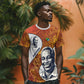 Julius Nyerere T shirt with Smiling Portrait, Tribal Pattern and Simplicity is Power Quote - African Pride