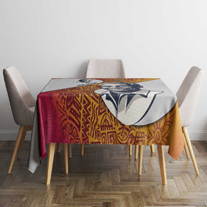 Julius Nyerere Tablecloth with Smiling Portrait, Tribal Pattern and Simplicity is Power Quote - African Pride