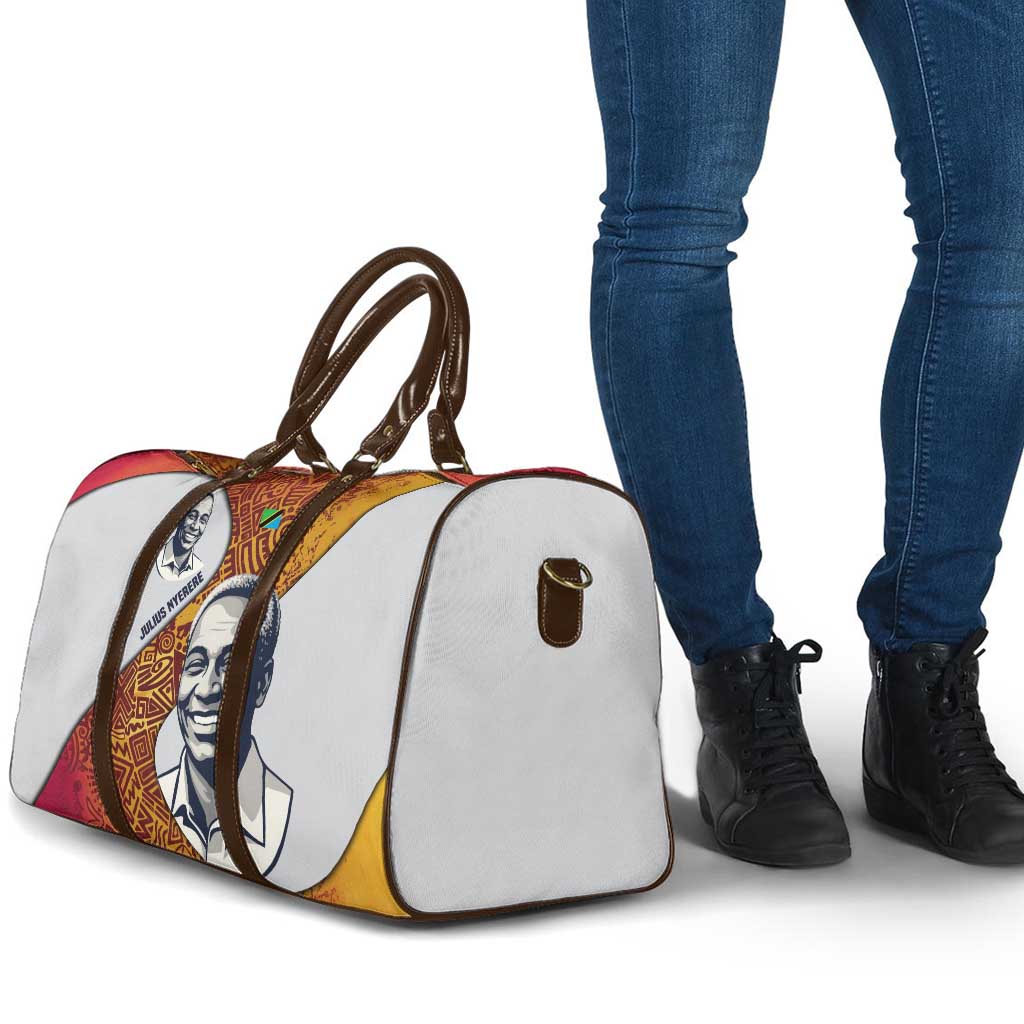 Julius Nyerere Travel Bag with Smiling Portrait, Tribal Pattern and Simplicity is Power Quote - African Pride