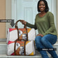 Julius Nyerere Travel Bag with Smiling Portrait, Tribal Pattern and Simplicity is Power Quote - African Pride