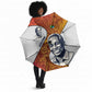 Julius Nyerere Umbrella with Smiling Portrait, Tribal Pattern and Simplicity is Power Quote - African Pride