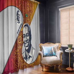 Julius Nyerere Window Curtain with Smiling Portrait, Tribal Pattern and Simplicity is Power Quote - African Pride