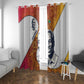 Julius Nyerere Window Curtain with Smiling Portrait, Tribal Pattern and Simplicity is Power Quote - African Pride