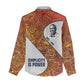 Julius Nyerere Women Casual Shirt with Smiling Portrait, Tribal Pattern and Simplicity is Power Quote - African Pride