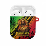 Sundiata Keita AirPods Case with Regal Portrait, Lion of Mali Title and Bold Tribal Brushstroke Pattern - African Pride