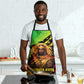 Sundiata Keita Apron with Regal Portrait, Lion of Mali Title and Bold Tribal Brushstroke Pattern - African Pride