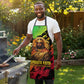 Sundiata Keita Apron with Regal Portrait, Lion of Mali Title and Bold Tribal Brushstroke Pattern - African Pride