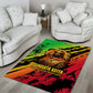 Sundiata Keita Area Rug with Regal Portrait, Lion of Mali Title and Bold Tribal Brushstroke Pattern - African Pride