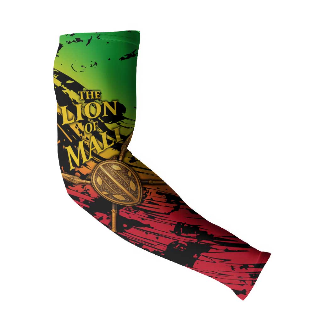 Sundiata Keita Arm Sleeves with Regal Portrait, Lion of Mali Title and Bold Tribal Brushstroke Pattern - African Pride