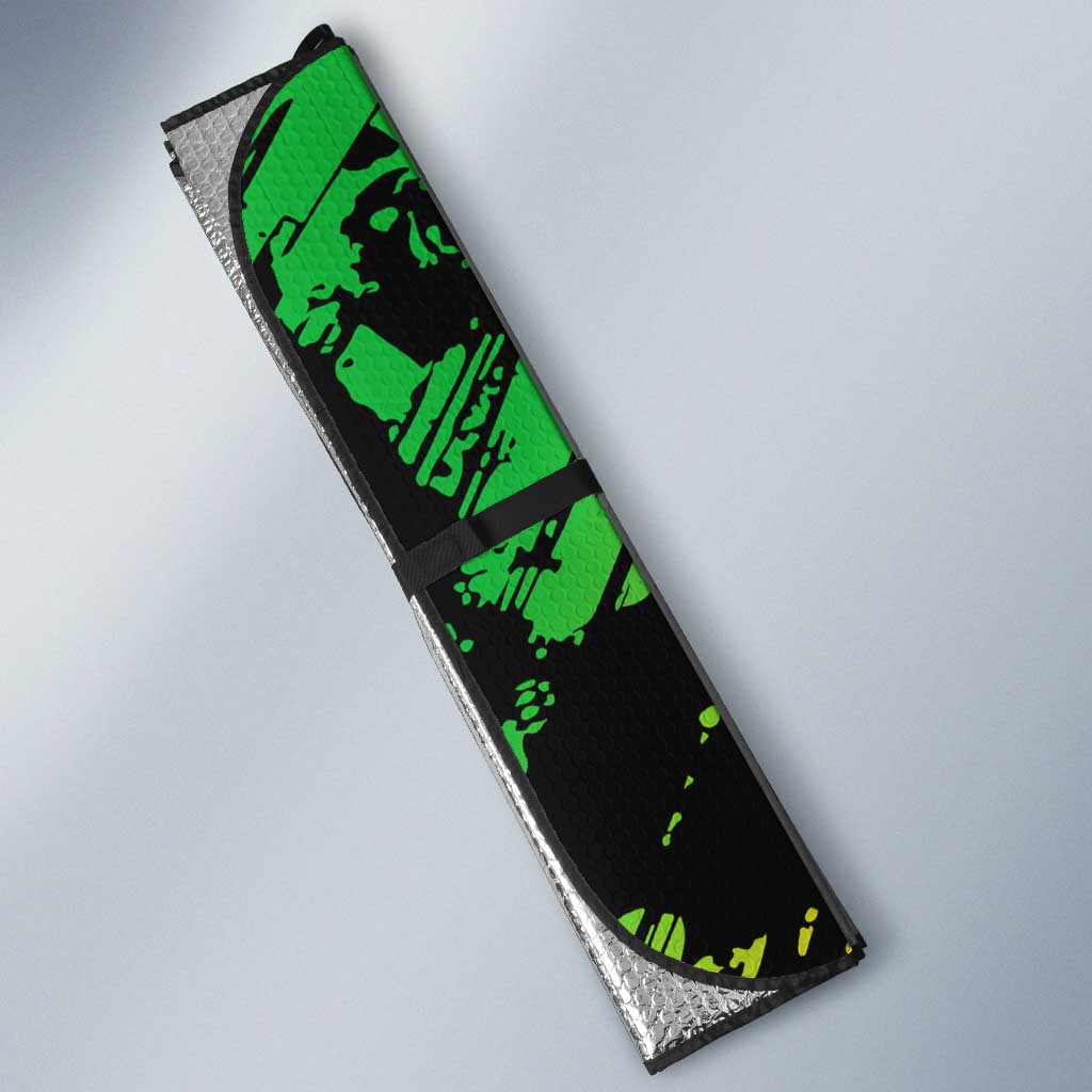 Sundiata Keita Auto Sun Shade with Regal Portrait, Lion of Mali Title and Bold Tribal Brushstroke Pattern - African Pride