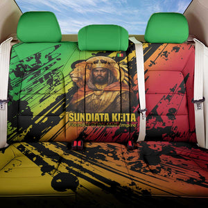 Sundiata Keita Back Car Seat Cover with Regal Portrait, Lion of Mali Title and Bold Tribal Brushstroke Pattern - African Pride