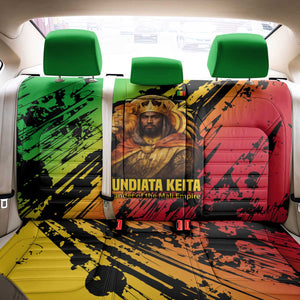 Sundiata Keita Back Car Seat Cover with Regal Portrait, Lion of Mali Title and Bold Tribal Brushstroke Pattern - African Pride