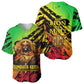 Sundiata Keita Baseball Jersey with Regal Portrait, Lion of Mali Title and Bold Tribal Brushstroke Pattern - African Pride