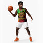Sundiata Keita Basketball Jersey with Regal Portrait, Lion of Mali Title and Bold Tribal Brushstroke Pattern - African Pride