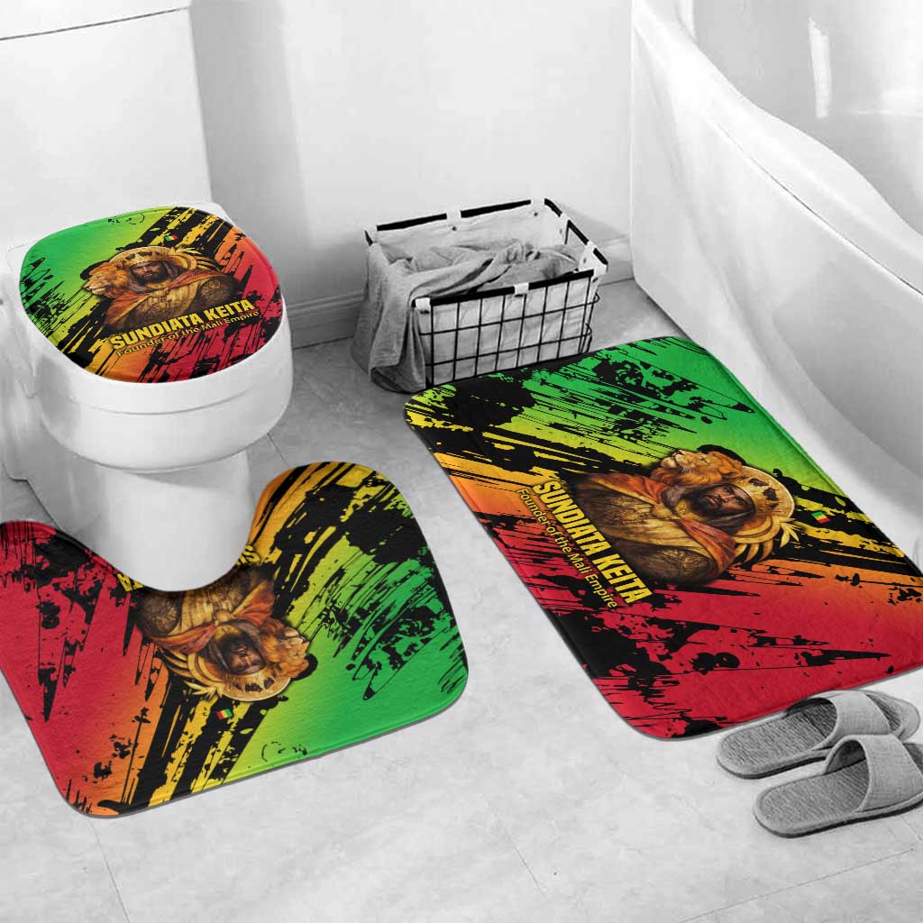 Sundiata Keita Bathroom Set with Regal Portrait, Lion of Mali Title and Bold Tribal Brushstroke Pattern - African Pride