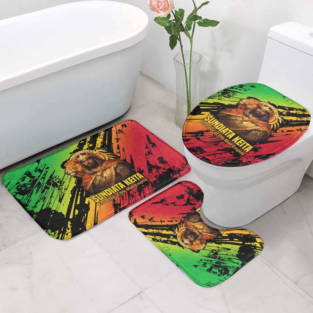 Sundiata Keita Bathroom Set with Regal Portrait, Lion of Mali Title and Bold Tribal Brushstroke Pattern - African Pride